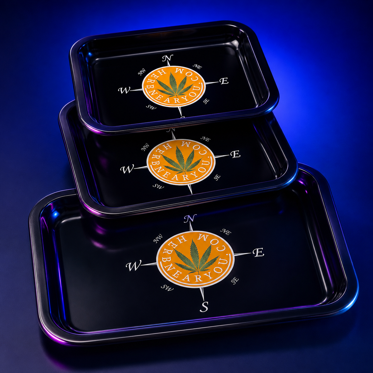 Herb Near You branded rolling trays